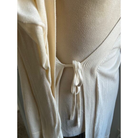 Victoria's Secret Cream All Cotton Wrap Around Tie Waist Kimono Bride Robe M/L - Picture 7 of 10